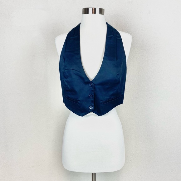 BCBGeneration Vest Black Cropped Button Down - Picture 1 of 9